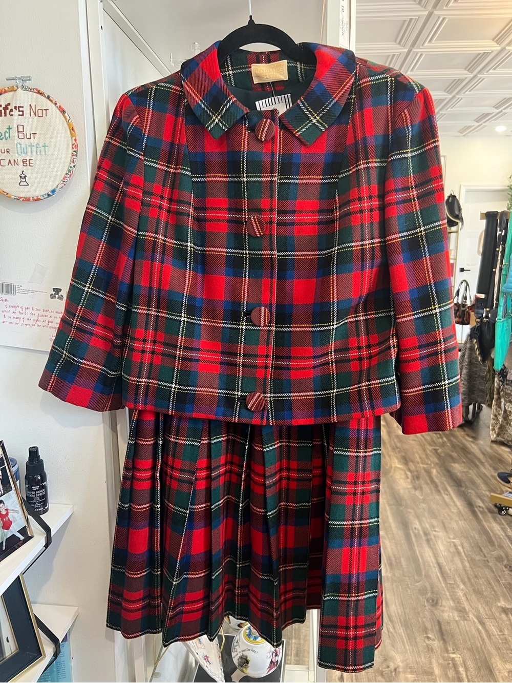 Pendleton vintage Red and Green Plaid Wool Jacket